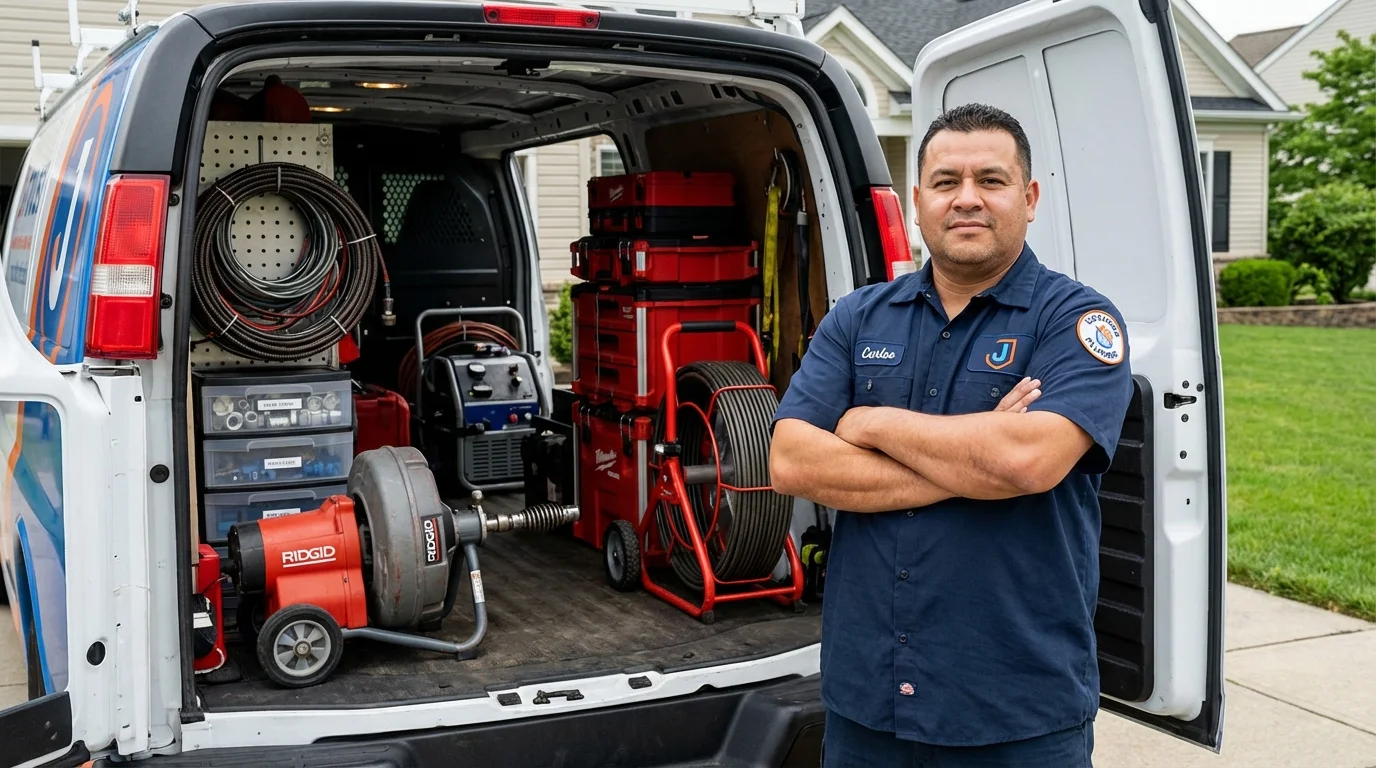 Professional drain cleaning equipment and Johns Plumbing LLC plumber in Pompano Beach
