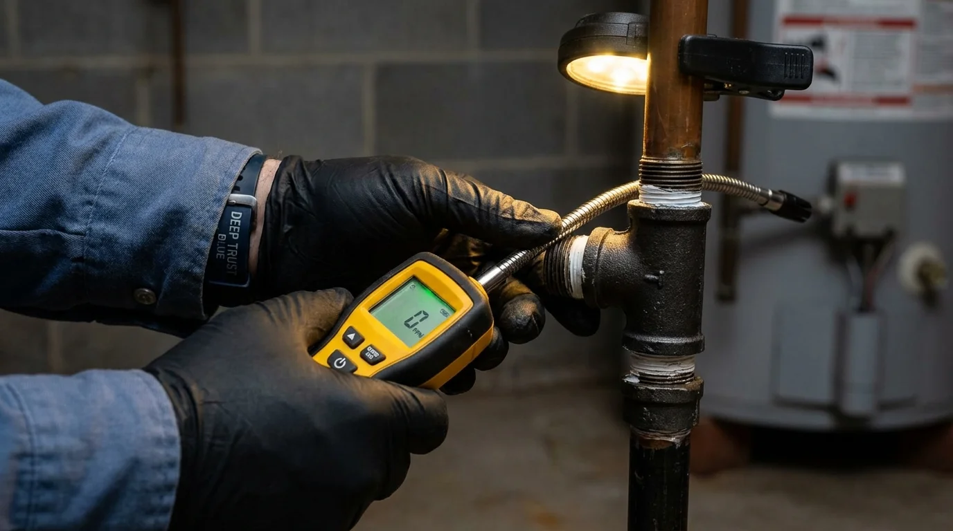 Gas leak detection with electronic sniffer by Johns Plumbing LLC in Pompano Beach