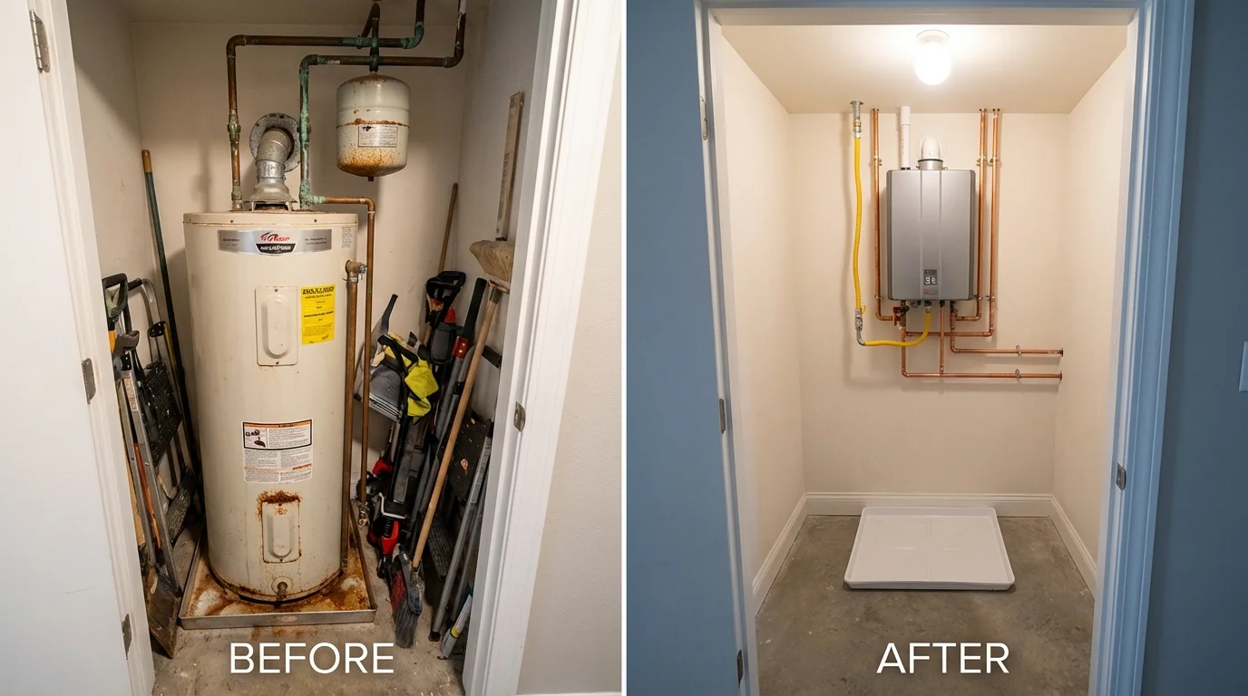 Tank water heater versus wall-mounted tankless unit comparison for Pompano Beach, FL homeowners